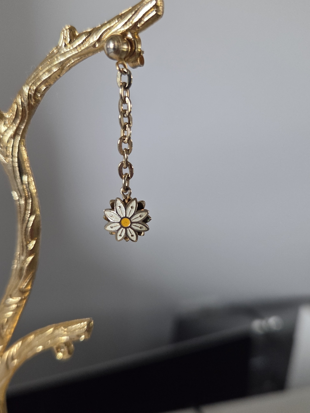Delicate Daisy Drop Earring in Gold and White